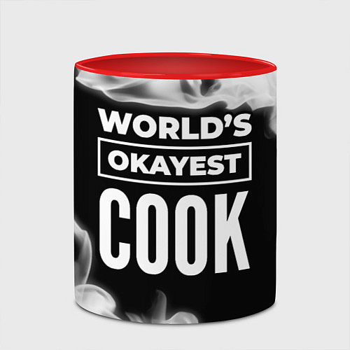 Кружка цветная Worlds okayest cook - dark / 3D-Белый + красный – фото 2