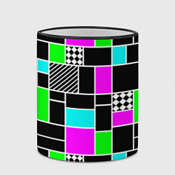 Кружка 3D Неоновый геометрический узор на черном, цвет: 3D-черный кант — фото 2