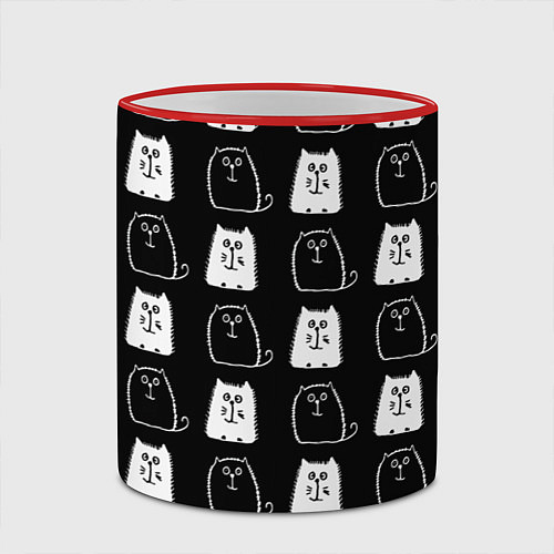Кружка цветная Милые Чёрные и Белые Коты / 3D-Красный кант – фото 2