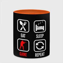 Кружка 3D Eat, sleep, Counter Strike, repeat, цвет: 3D-белый + оранжевый — фото 2