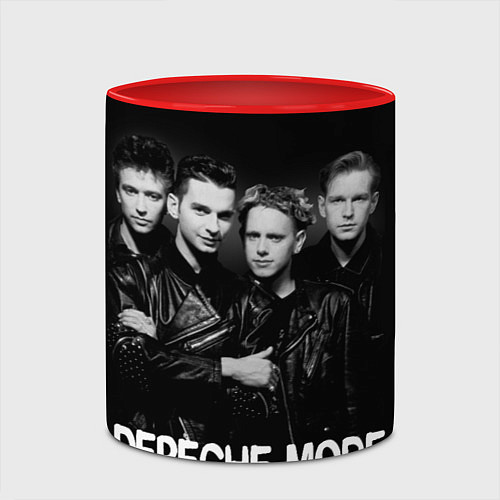 Кружка цветная Depeche Mode - black & white portrait / 3D-Белый + красный – фото 2