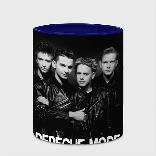 Кружка цветная Depeche Mode - black & white portrait / 3D-Белый + синий – фото 2