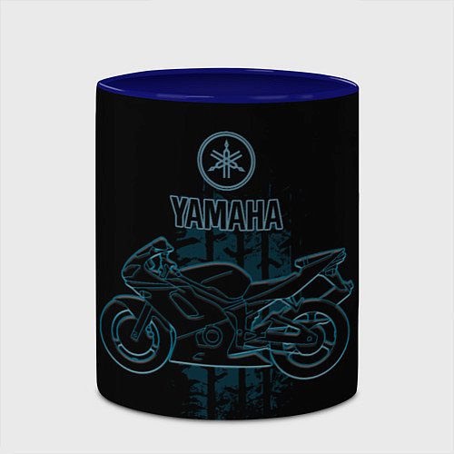 Кружка цветная Yamaha moto theme / 3D-Белый + синий – фото 2