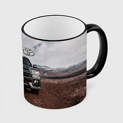 Кружка 3D Toyota Land Cruiser in the mountains, цвет: 3D-черный кант