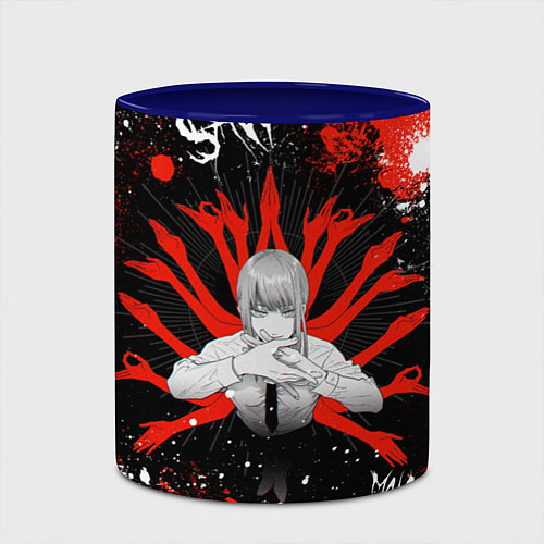 Кружка цветная Макима : Человек-бензопила / 3D-Белый + синий – фото 2