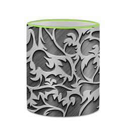 Кружка 3D Растительный орнамент - резьба по дереву, цвет: 3D-светло-зеленый кант — фото 2