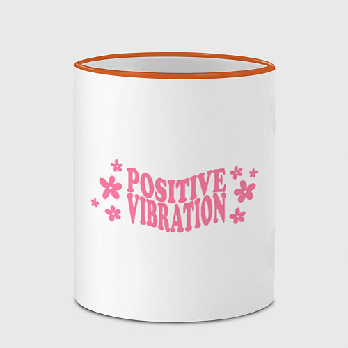 Кружка цветная Positive vibration / 3D-Оранжевый кант – фото 2