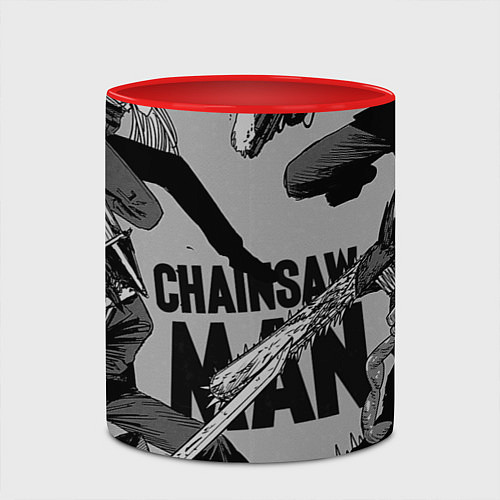 Кружка цветная Chainsaw man comix / 3D-Белый + красный – фото 2