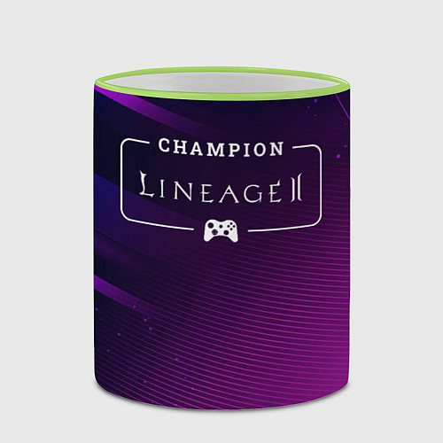 Кружка цветная Lineage 2 gaming champion: рамка с лого и джойстик / 3D-Светло-зеленый кант – фото 2
