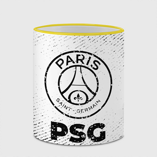 Кружка цветная PSG с потертостями на светлом фоне / 3D-Желтый кант – фото 2