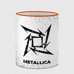 Кружка 3D Metallica с потертостями на светлом фоне, цвет: 3D-оранжевый кант — фото 2