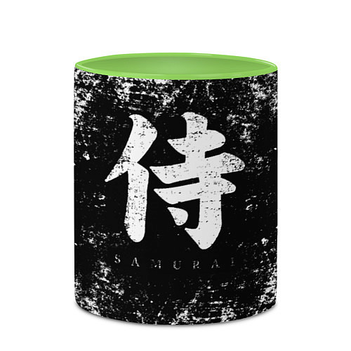 Кружка цветная Иероглиф samurai / 3D-Белый + светло-зеленый – фото 2