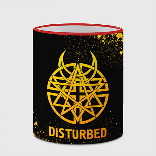 Кружка цветная Disturbed - gold gradient / 3D-Красный кант – фото 2