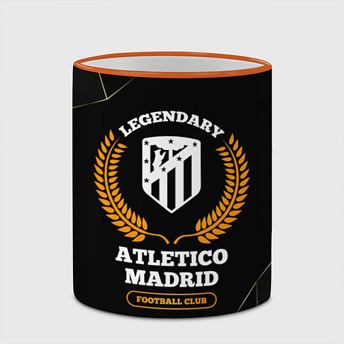 Кружка цветная Лого Atletico Madrid и надпись legendary football / 3D-Оранжевый кант – фото 2