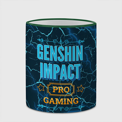 Кружка цветная Игра Genshin Impact: pro gaming / 3D-Зеленый кант – фото 2