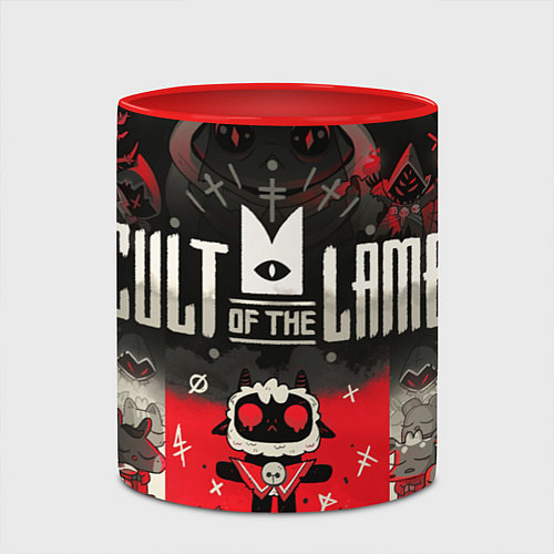 Кружка цветная Собрание Культа - Cult of the lamb / 3D-Белый + красный – фото 2