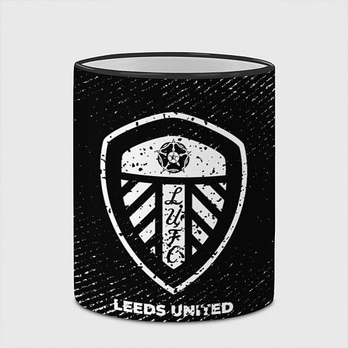 Кружка цветная Leeds United с потертостями на темном фоне / 3D-Черный кант – фото 2