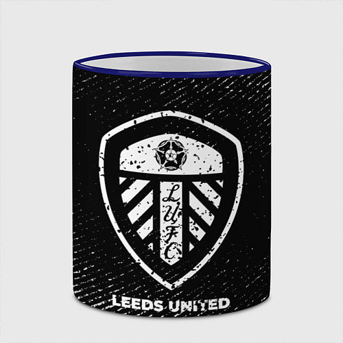 Кружка цветная Leeds United с потертостями на темном фоне / 3D-Синий кант – фото 2