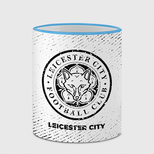 Кружка цветная Leicester City с потертостями на светлом фоне / 3D-Небесно-голубой кант – фото 2