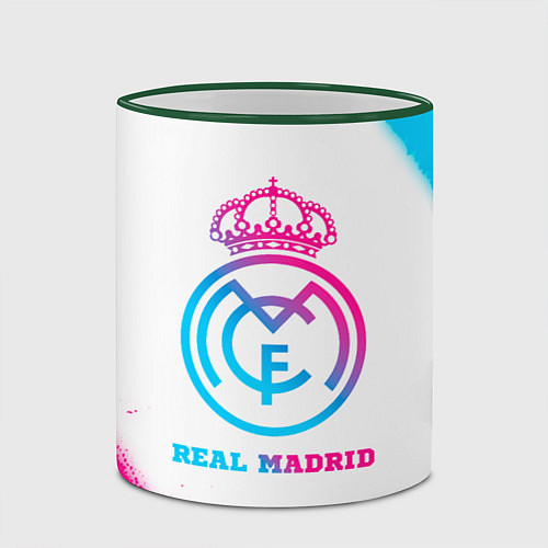 Кружка цветная Real Madrid neon gradient style / 3D-Зеленый кант – фото 2