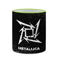 Кружка 3D Metallica с потертостями на темном фоне, цвет: 3D-светло-зеленый кант — фото 2