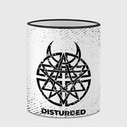 Кружка 3D Disturbed с потертостями на светлом фоне, цвет: 3D-черный кант — фото 2