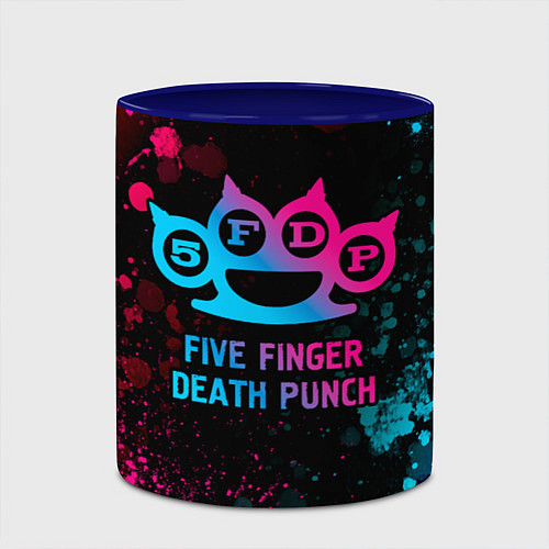 Кружка цветная Five Finger Death Punch - neon gradient / 3D-Белый + синий – фото 2