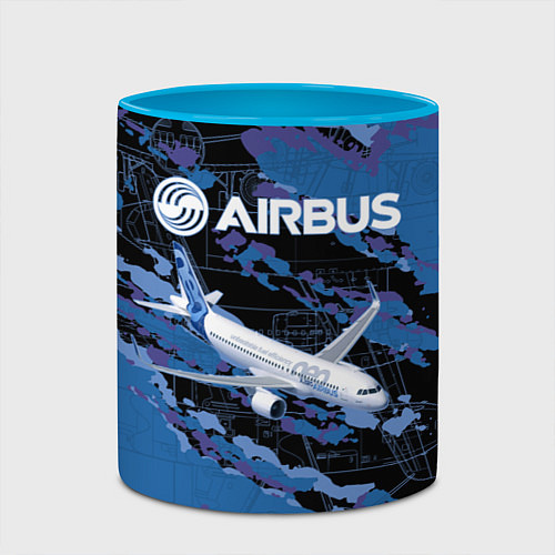 Кружка цветная Airbus A320 Аэробус / 3D-Белый + небесно-голубой – фото 2