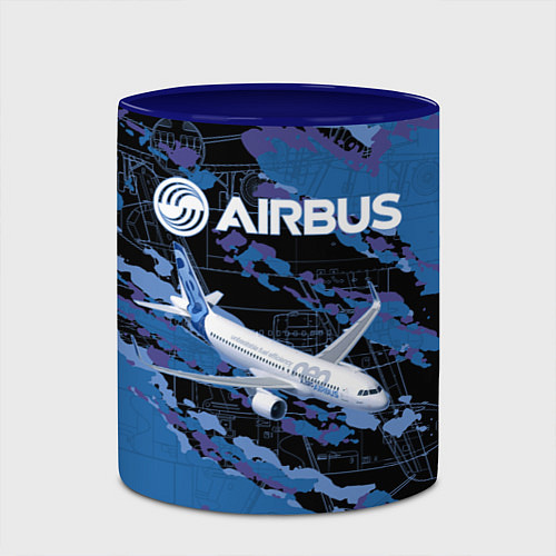 Кружка цветная Airbus A320 Аэробус / 3D-Белый + синий – фото 2
