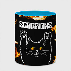 Кружка 3D Scorpions рок кот и огонь, цвет: 3D-белый + небесно-голубой — фото 2