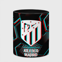 Кружка 3D Atletico Madrid FC в стиле glitch на темном фоне, цвет: 3D-белый + черный — фото 2