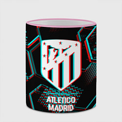 Кружка 3D Atletico Madrid FC в стиле glitch на темном фоне, цвет: 3D-розовый кант — фото 2