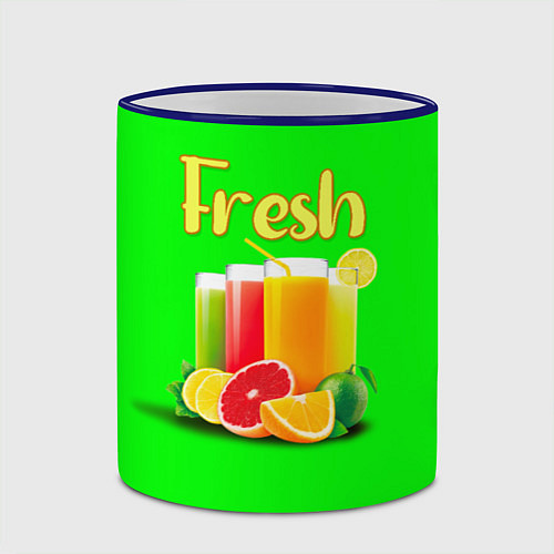 Кружка цветная Фруктовые соки Fresh / 3D-Синий кант – фото 2