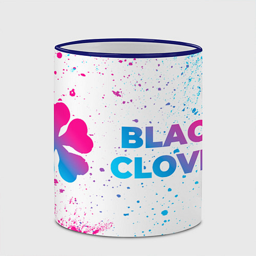 Кружка цветная Black Clover neon gradient style: надпись и символ / 3D-Синий кант – фото 2