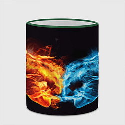 Кружка 3D Вода и огонь - два кулака Brofist, цвет: 3D-зеленый кант — фото 2