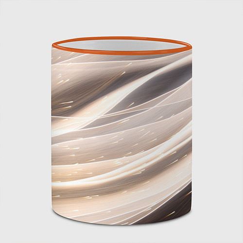 Кружка цветная Абстрактные волны и огни бесконечности / 3D-Оранжевый кант – фото 2