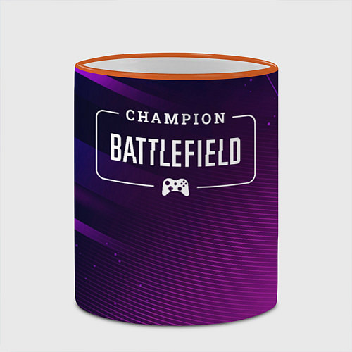 Кружка цветная Battlefield gaming champion: рамка с лого и джойст / 3D-Оранжевый кант – фото 2