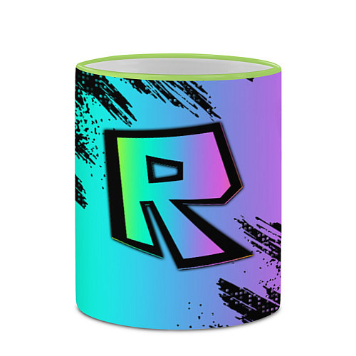 Кружка цветная Roblox neon logo / 3D-Светло-зеленый кант – фото 2