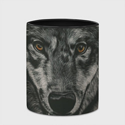 Кружка 3D Крупная морда серого волка, цвет: 3D-белый + черный — фото 2