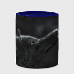 Кружка 3D Черная волчица, цвет: 3D-белый + синий — фото 2
