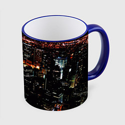 Кружка 3D Ночной город - вид с высоты, цвет: 3D-синий кант