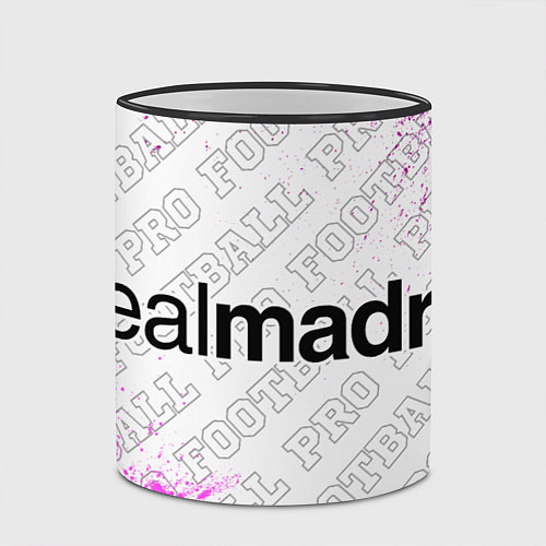 Кружка цветная Real Madrid pro football: надпись и символ / 3D-Черный кант – фото 2
