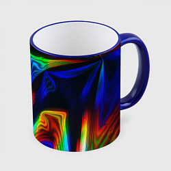 Кружка 3D Волнообразные абстрактные линии, цвет: 3D-синий кант