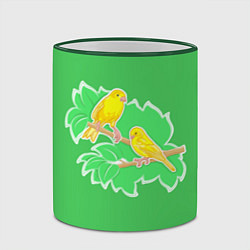 Кружка 3D Певчие Канарейки, цвет: 3D-зеленый кант — фото 2