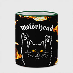 Кружка 3D Motorhead рок кот и огонь, цвет: 3D-зеленый кант — фото 2