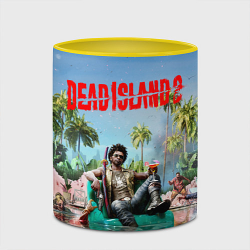 Кружка цветная Dead island 2 главный герой / 3D-Белый + желтый – фото 2