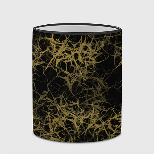 Кружка цветная Universe in golden crackles abstraction / 3D-Черный кант – фото 2