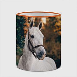 Кружка 3D Белая лошадка, цвет: 3D-оранжевый кант — фото 2