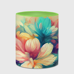 Кружка 3D Цветочный букет нарисованный маслом, цвет: 3D-белый + светло-зеленый — фото 2
