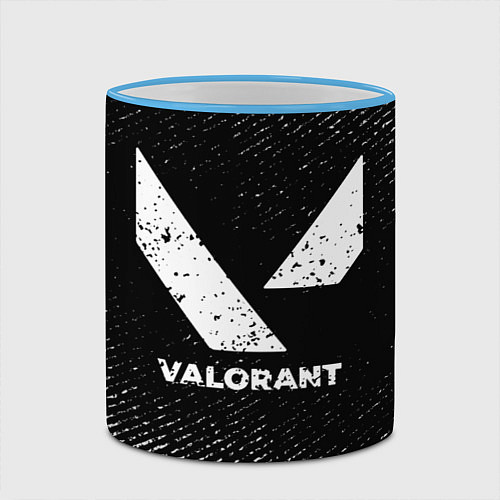 Кружка цветная Valorant с потертостями на темном фоне / 3D-Небесно-голубой кант – фото 2